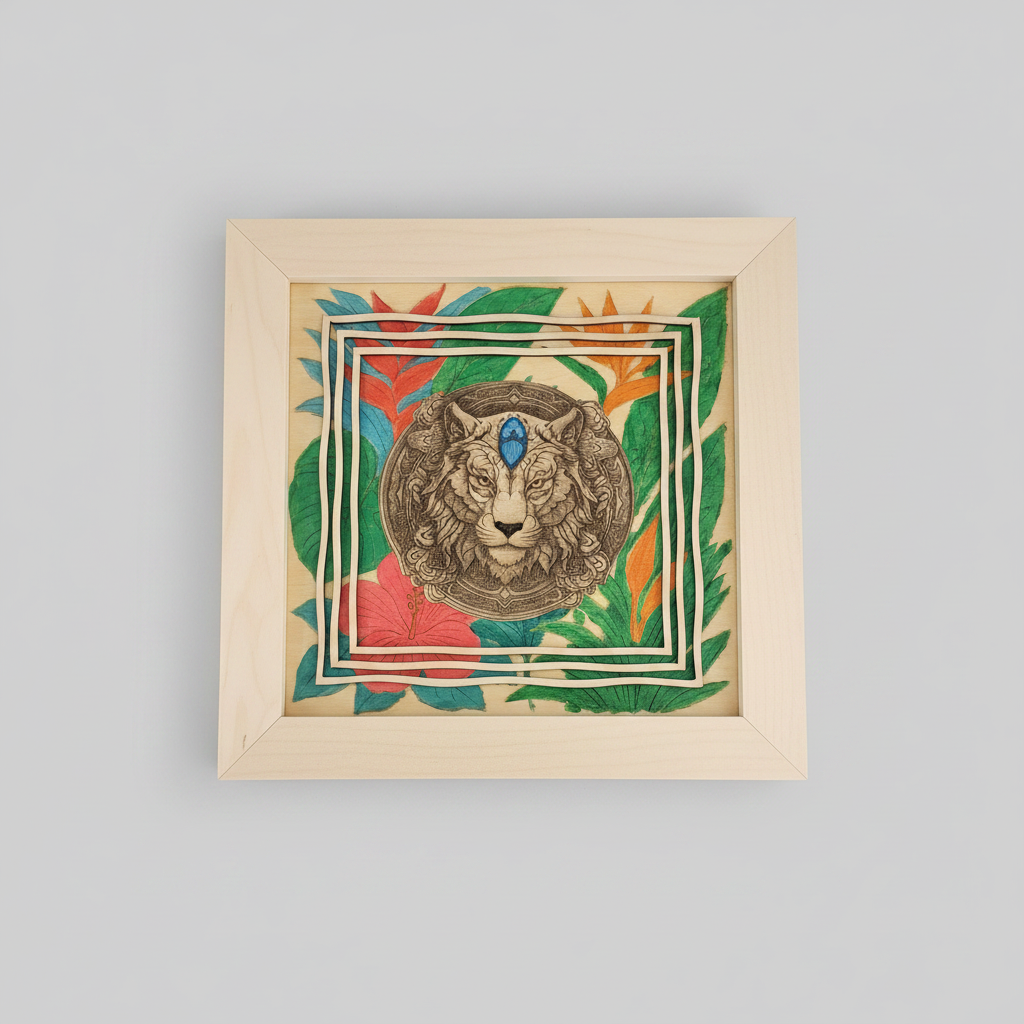 Lion Mandala Art - Gray Background