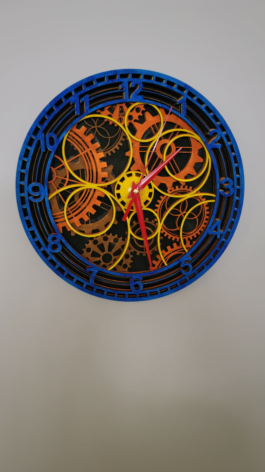Steampunk Gear Wall Clock — Laser Cut & Hand Painted