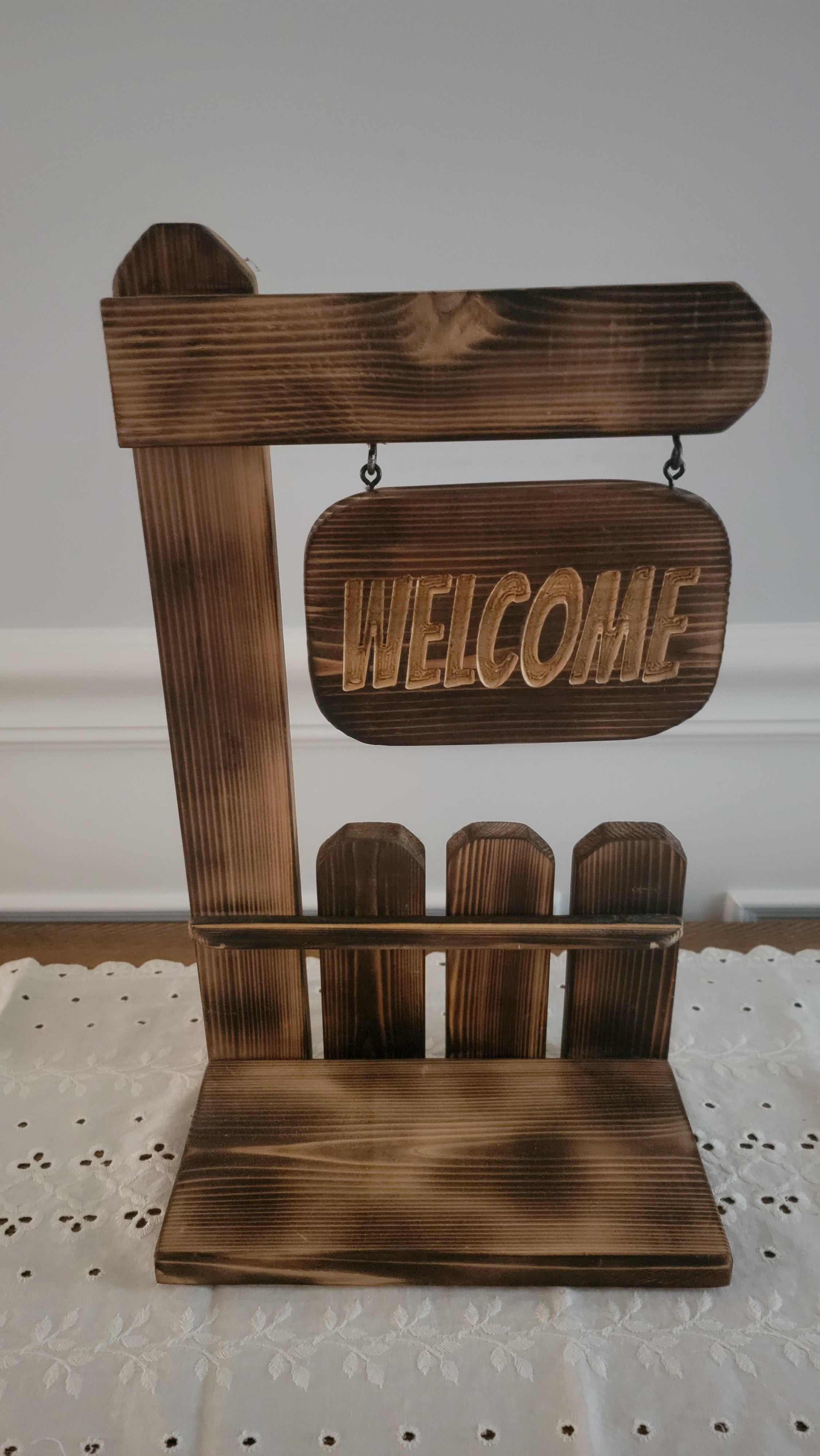 Wooden Welcome Sign, Plant stand