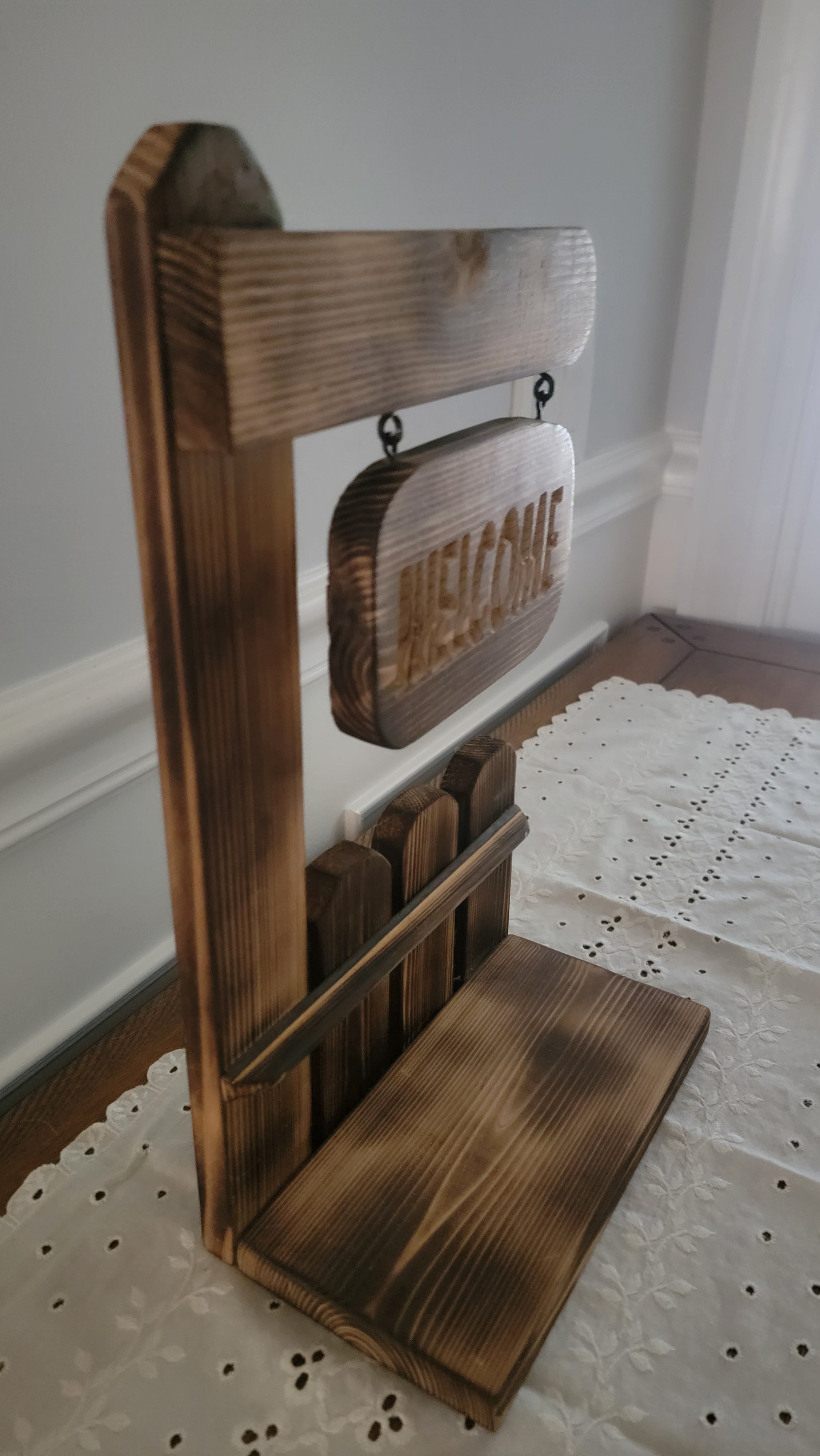Wooden Welcome Sign, Plant stand