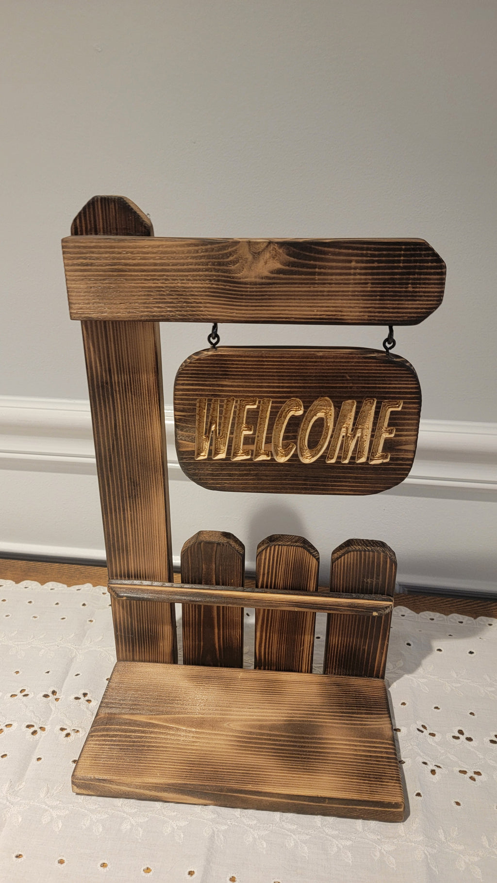 Wooden Welcome Sign, Plant stand
