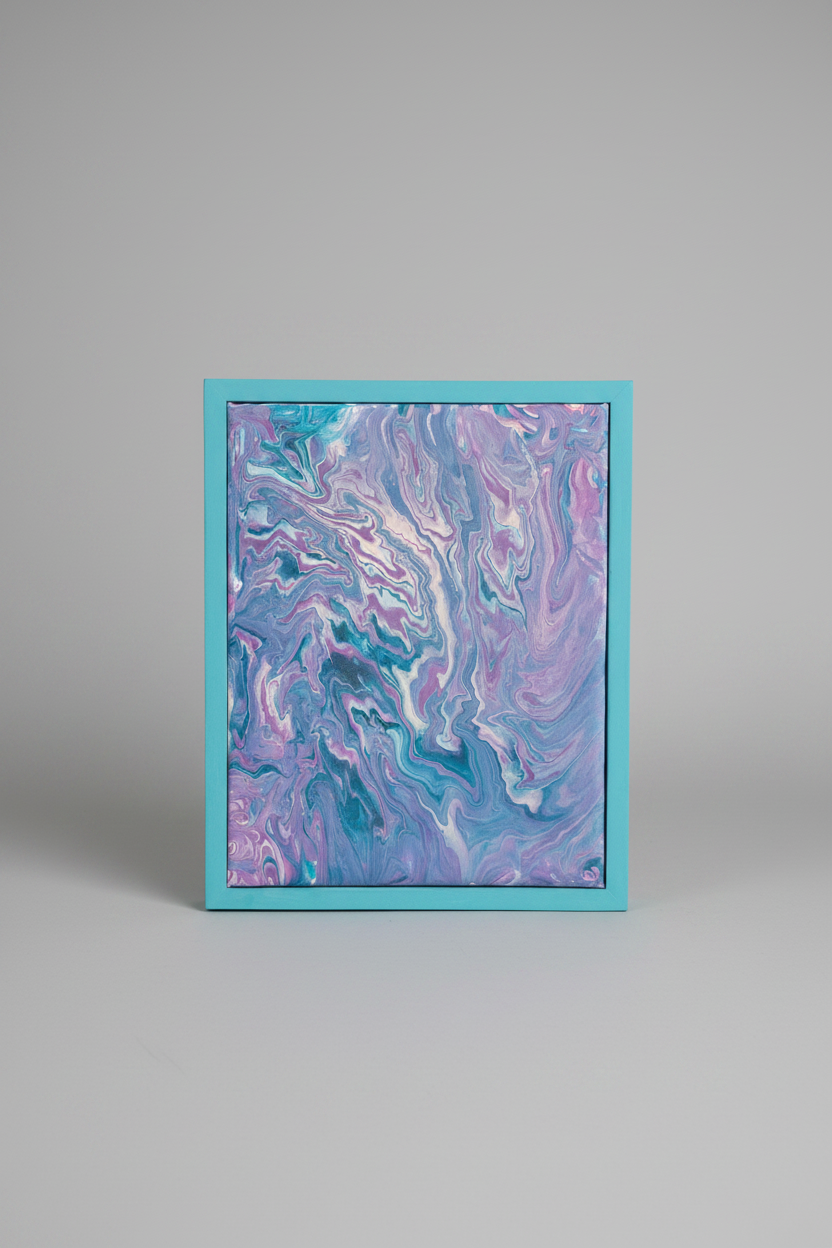 Blue Purple Teal Abstract on Gray Background