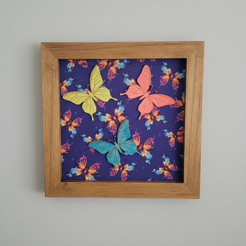 Glow in the Dark Butterfly Wall Art 9x10 Stained Frame