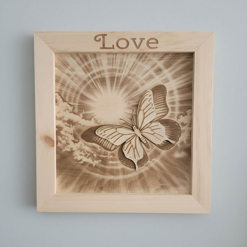 Love Butterfly Wall Art - larger view on gray wall