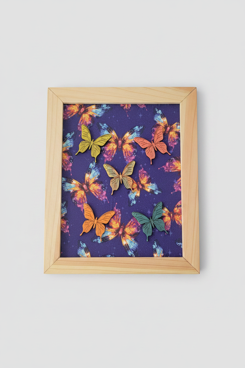 Galaxy butterfly wall art with gray background