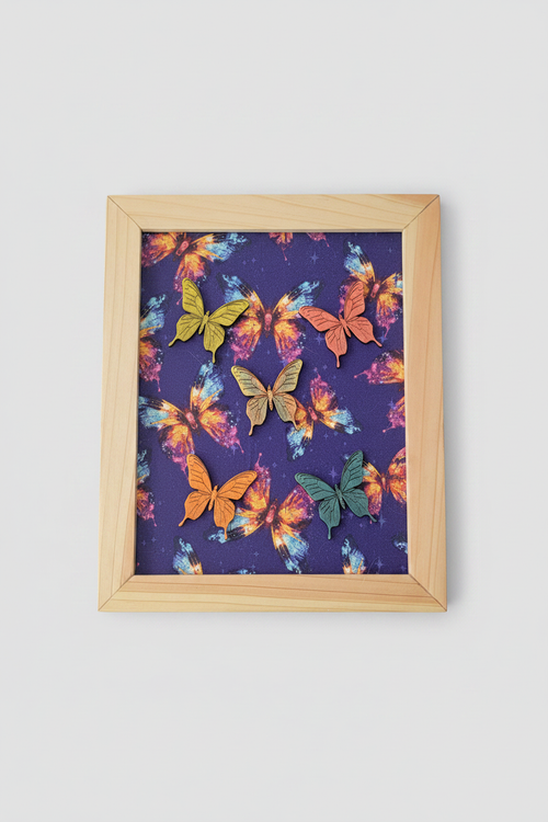 Galaxy butterfly wall art with gray background