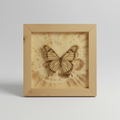 Laser-engraved floating butterfly wall art with gray background