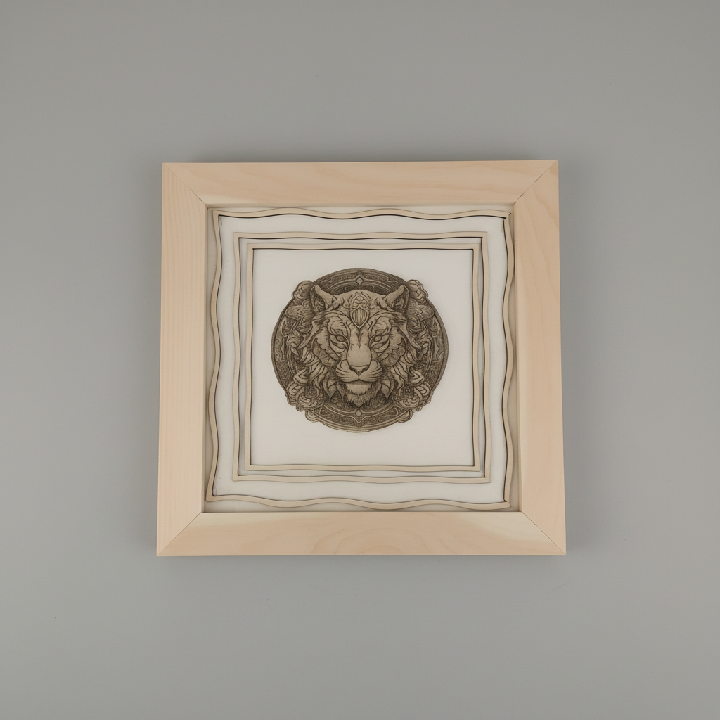Tiger Rounded Frame - Gray Background